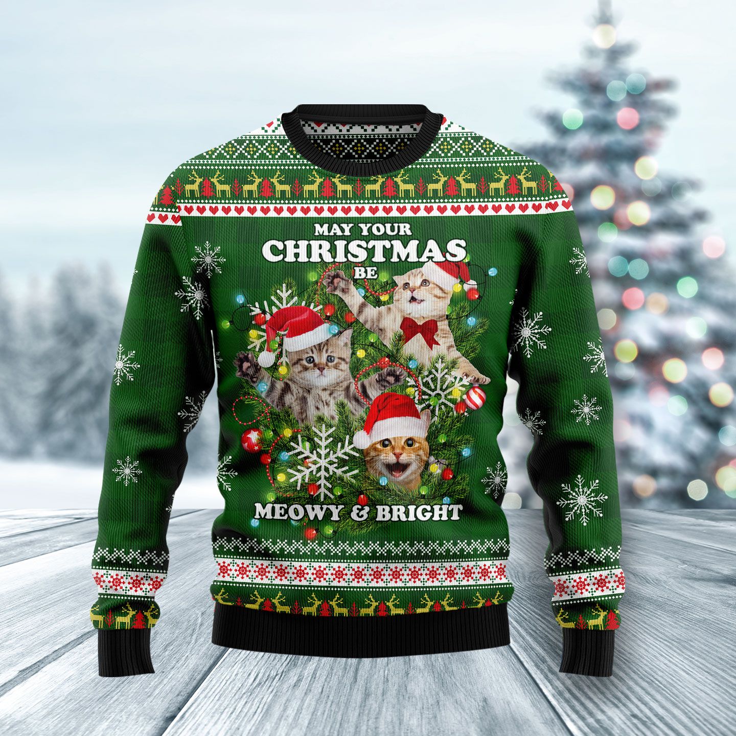 Cat Ugly Christmas Sweater TeeUni