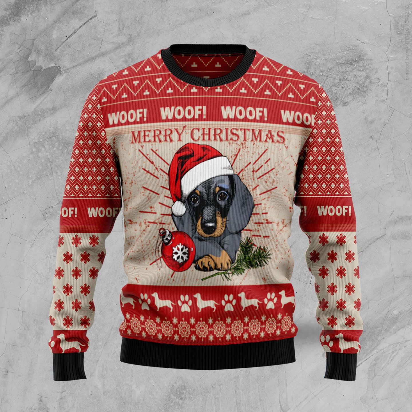 weenie dog christmas sweater