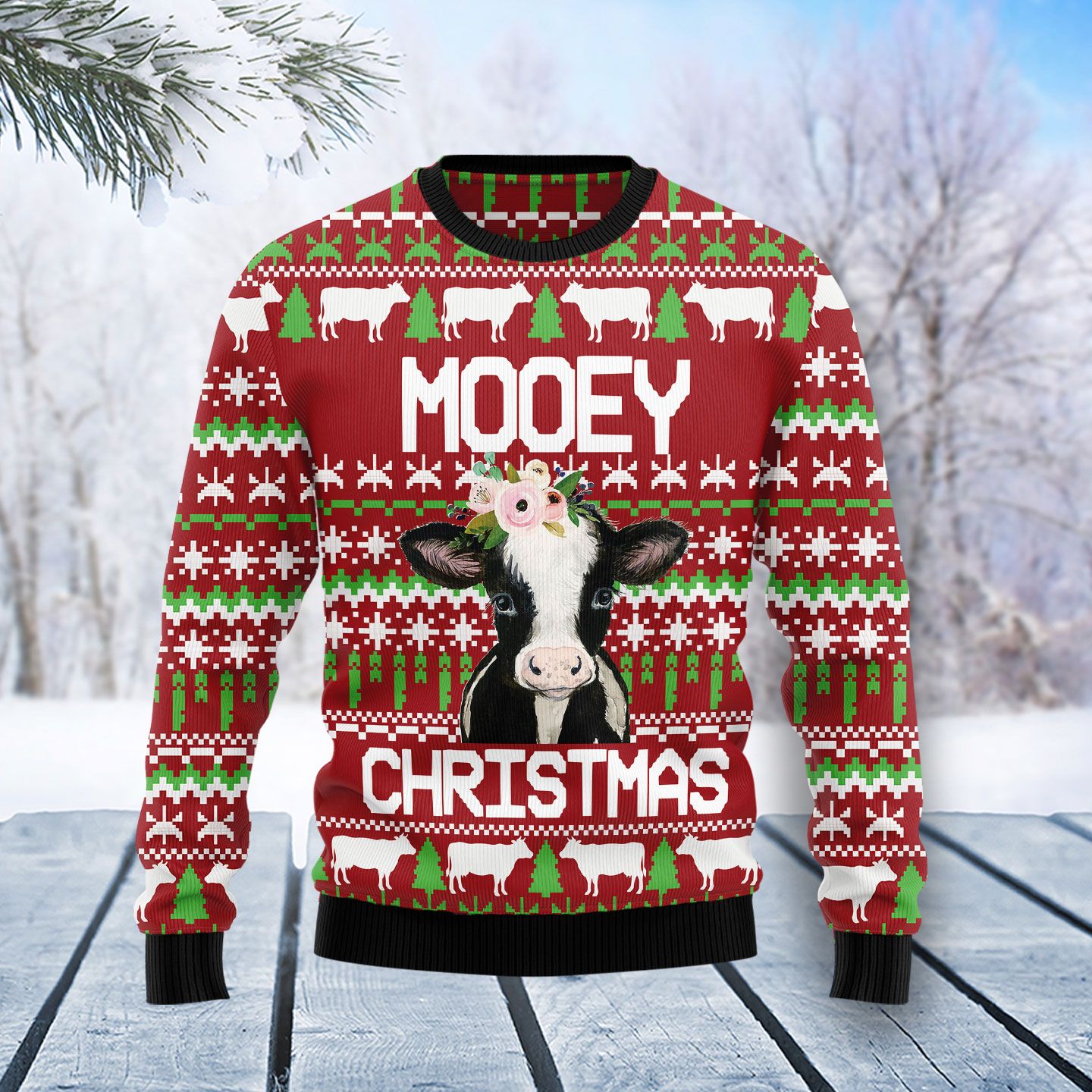 christmas sweater cow