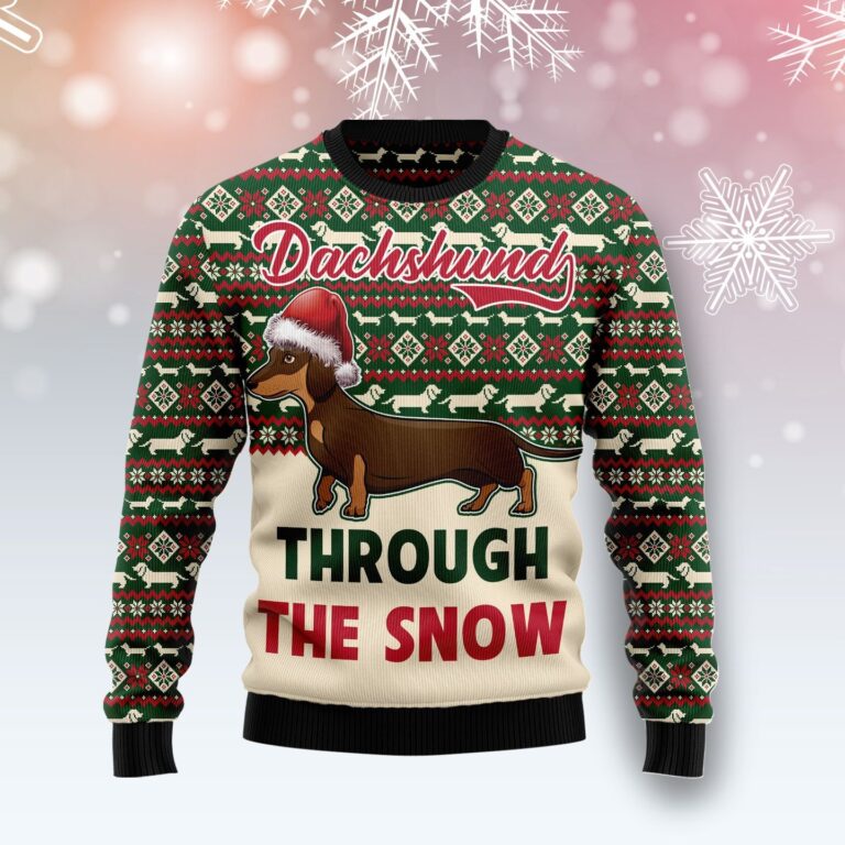 dachshund through the snow ugly christmas sweater