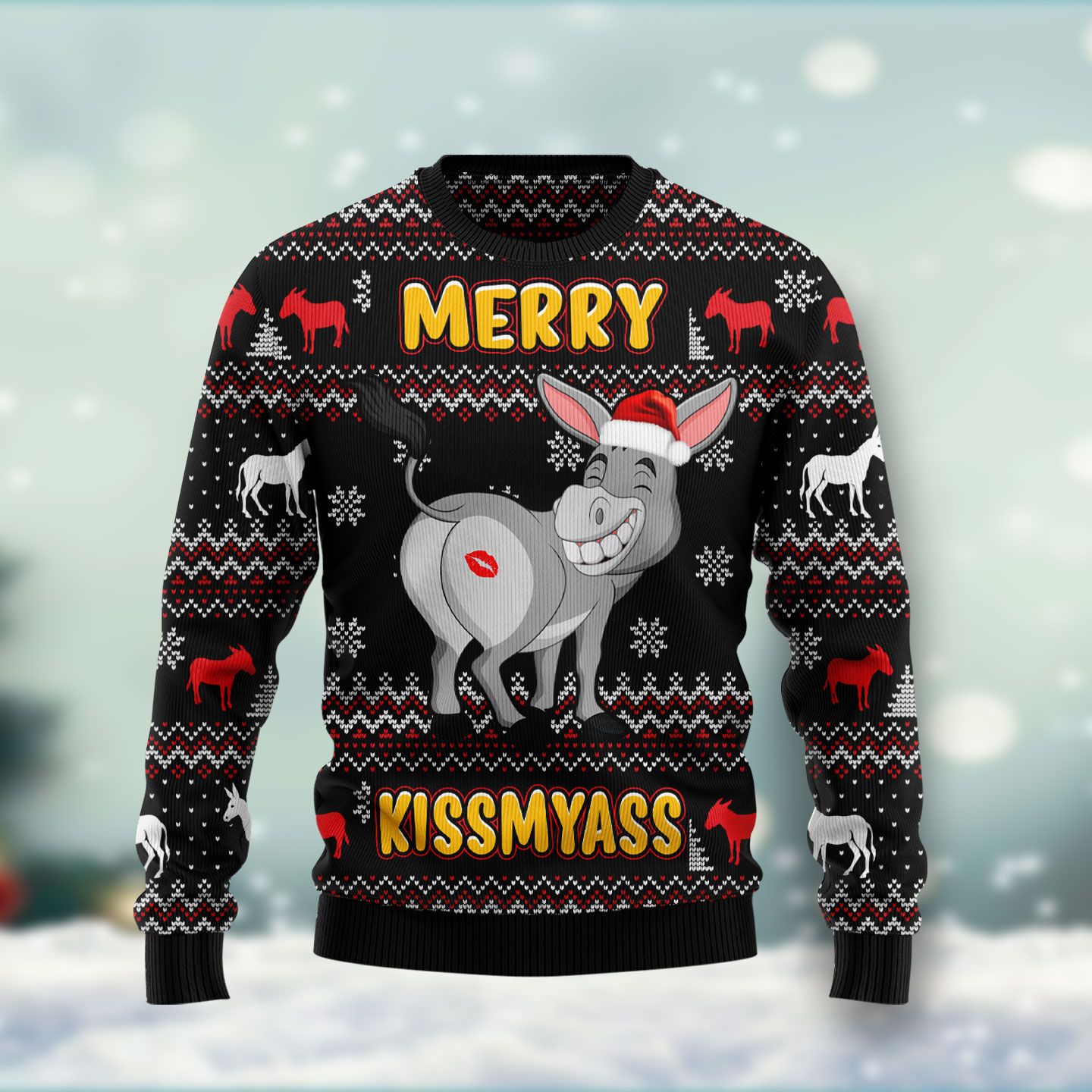 Donkeys Merry Kissmyass Ugly Christmas 