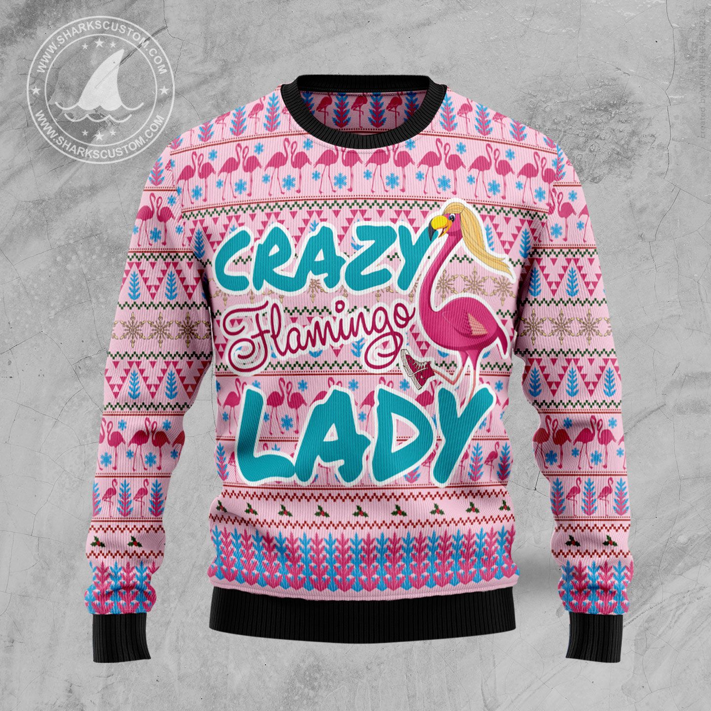 Pink Flamingos & Bling Tacky Ugly Sweater - The Ugly Sweater Shop