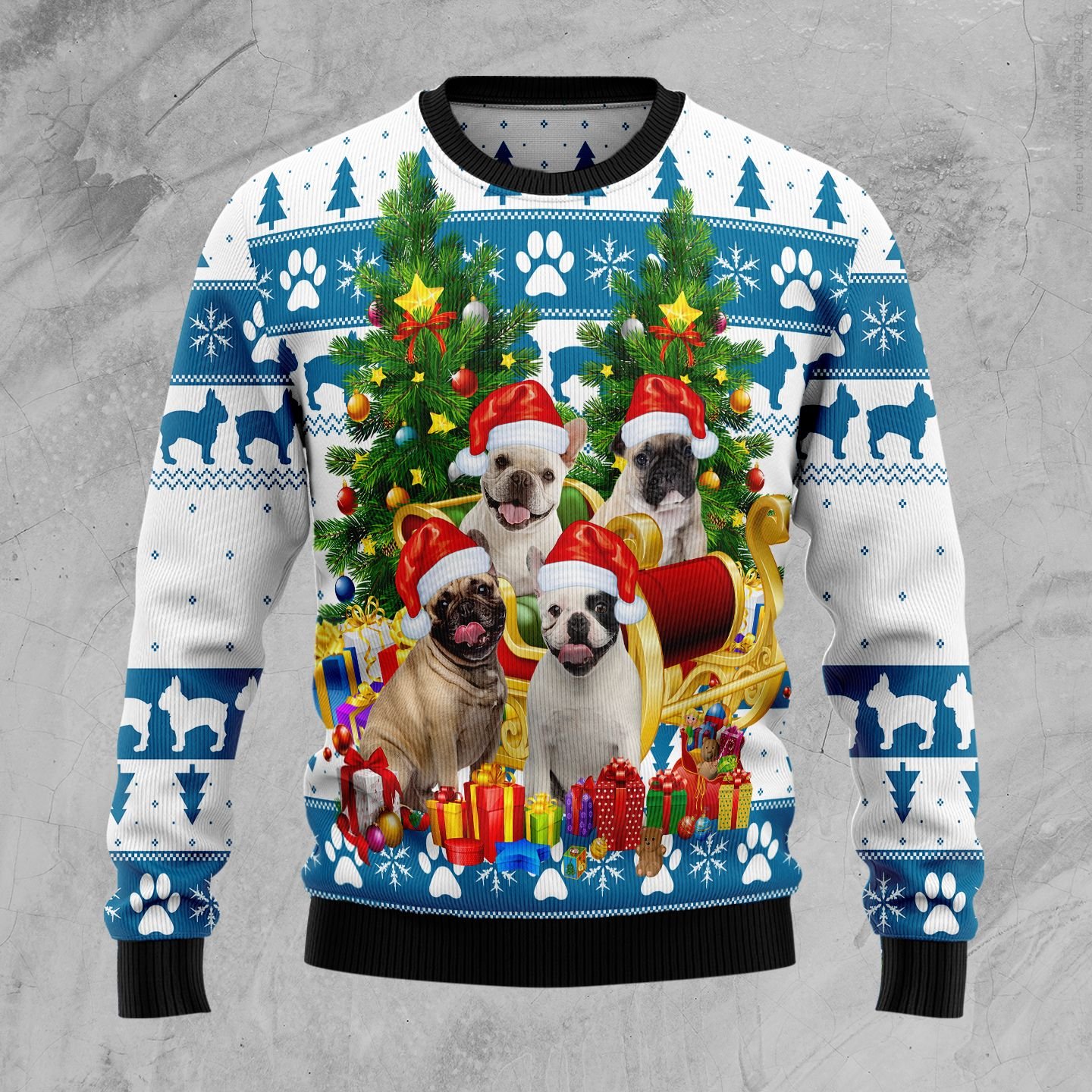 christmas sweater with french bulldog