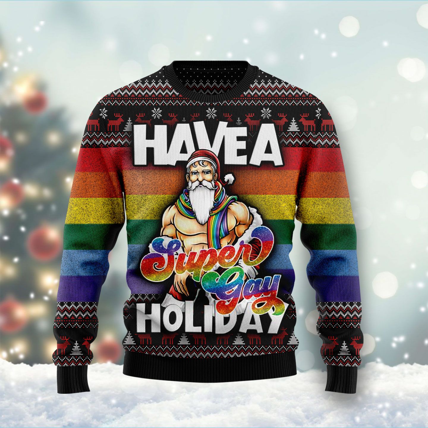 rainbow ugly christmas sweater