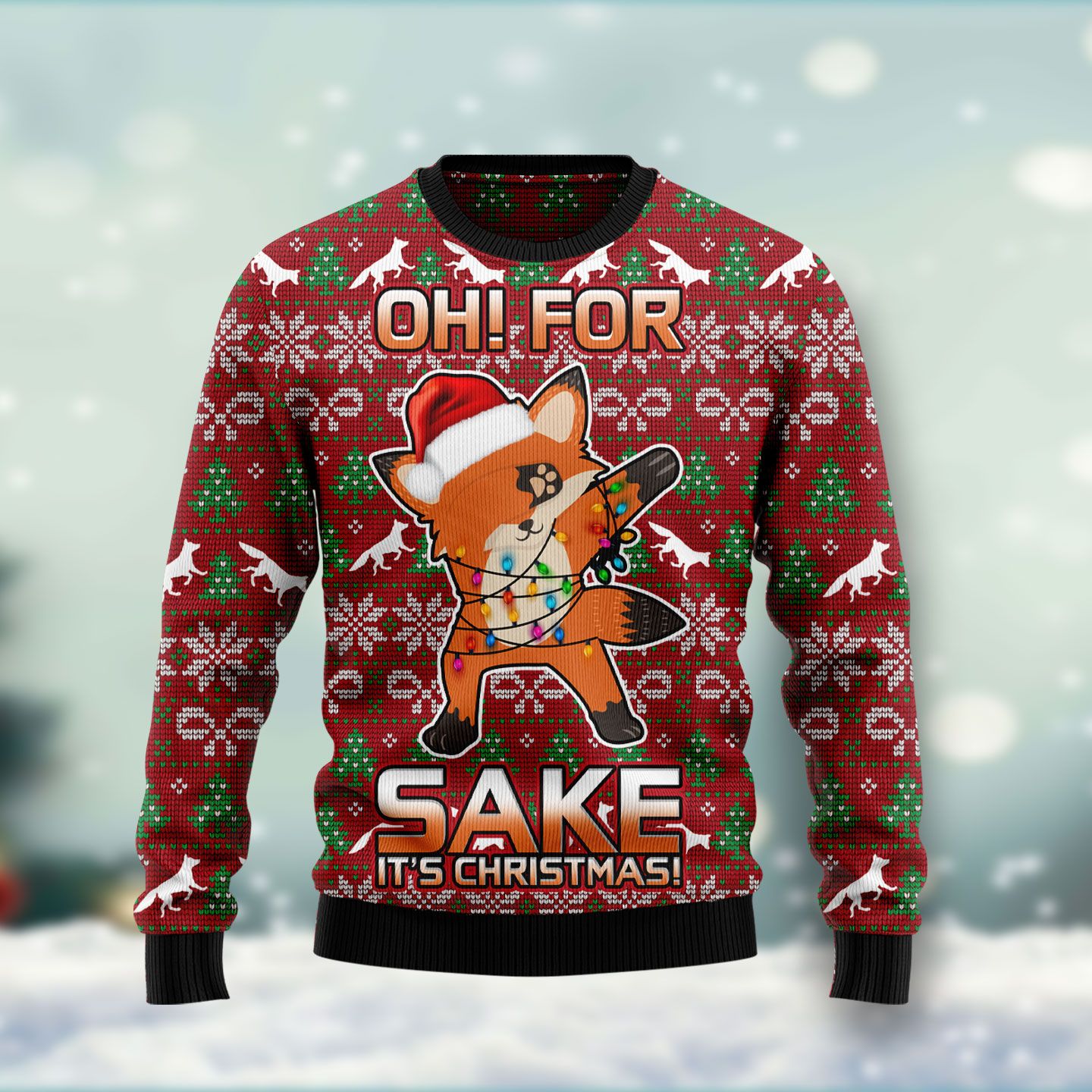 Fox Sake Ugly Christmas Sweater – TeeUni