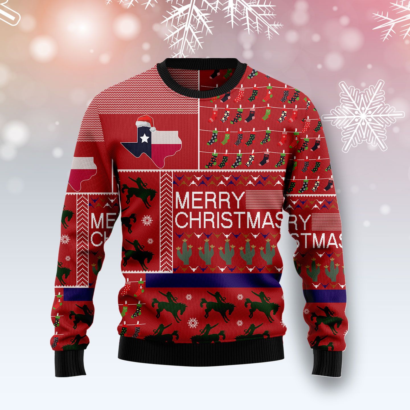 Texas Merry Christmas Ugly Christmas Sweater TeeUni