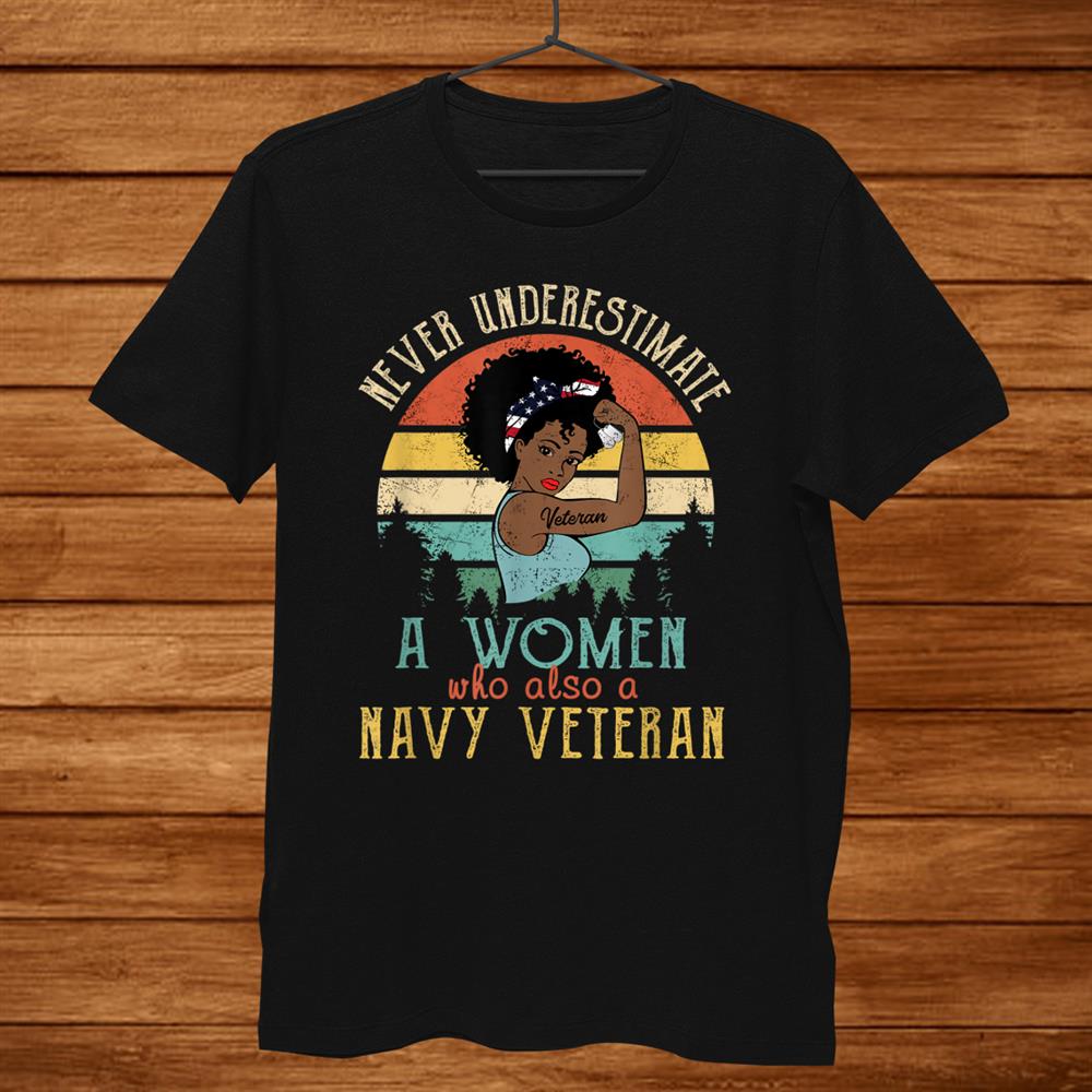 African American Female Veteran Of Us Navy Vintage Veteran Shirt - TeeUni