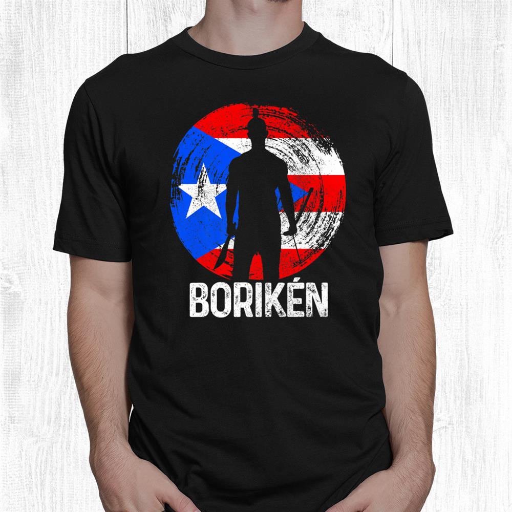 Boriken Taino Warrior Vintage Sun Puerto Rico Flag Boricua Shirt