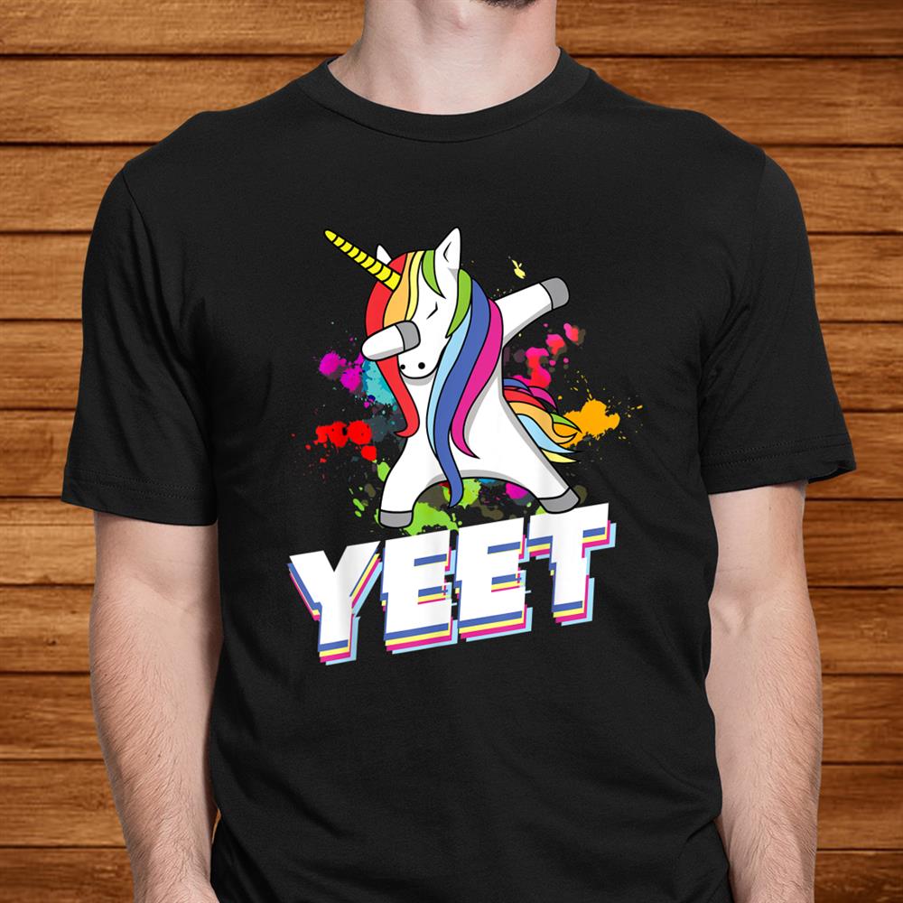 Colorful Dabbing Dancing Unicorn Celebration Yeet Shirt