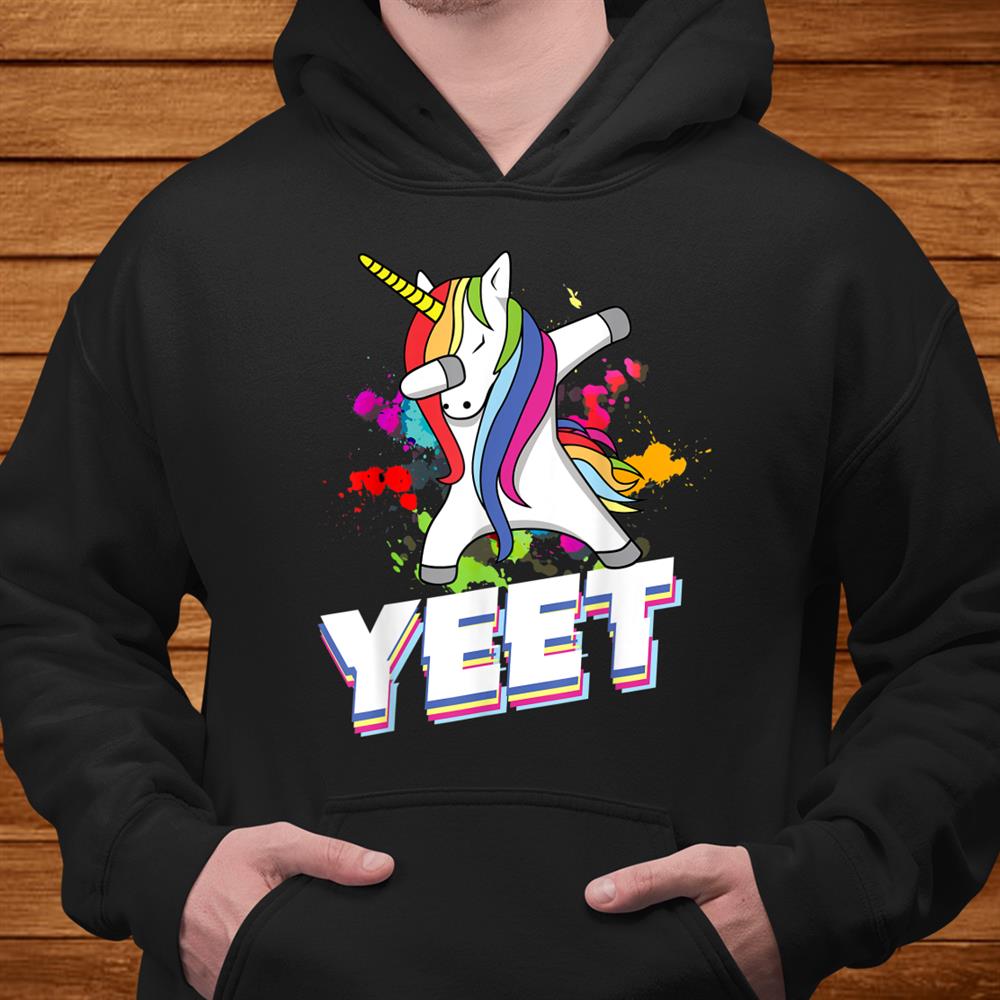 Colorful Dabbing Dancing Unicorn Celebration Yeet Shirt