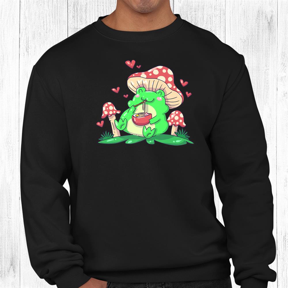 Cottagecore Aesthetic Frog Ramen Mushroom Hat Kawaii Funny Shirt