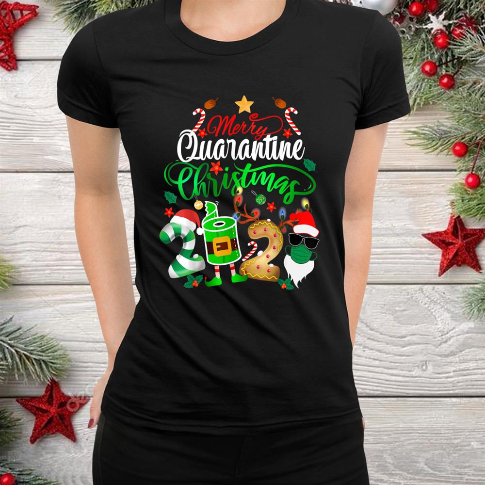 Merry Christmas 2020 Quarantine Christmas Santa Face Mask T-Shirt
