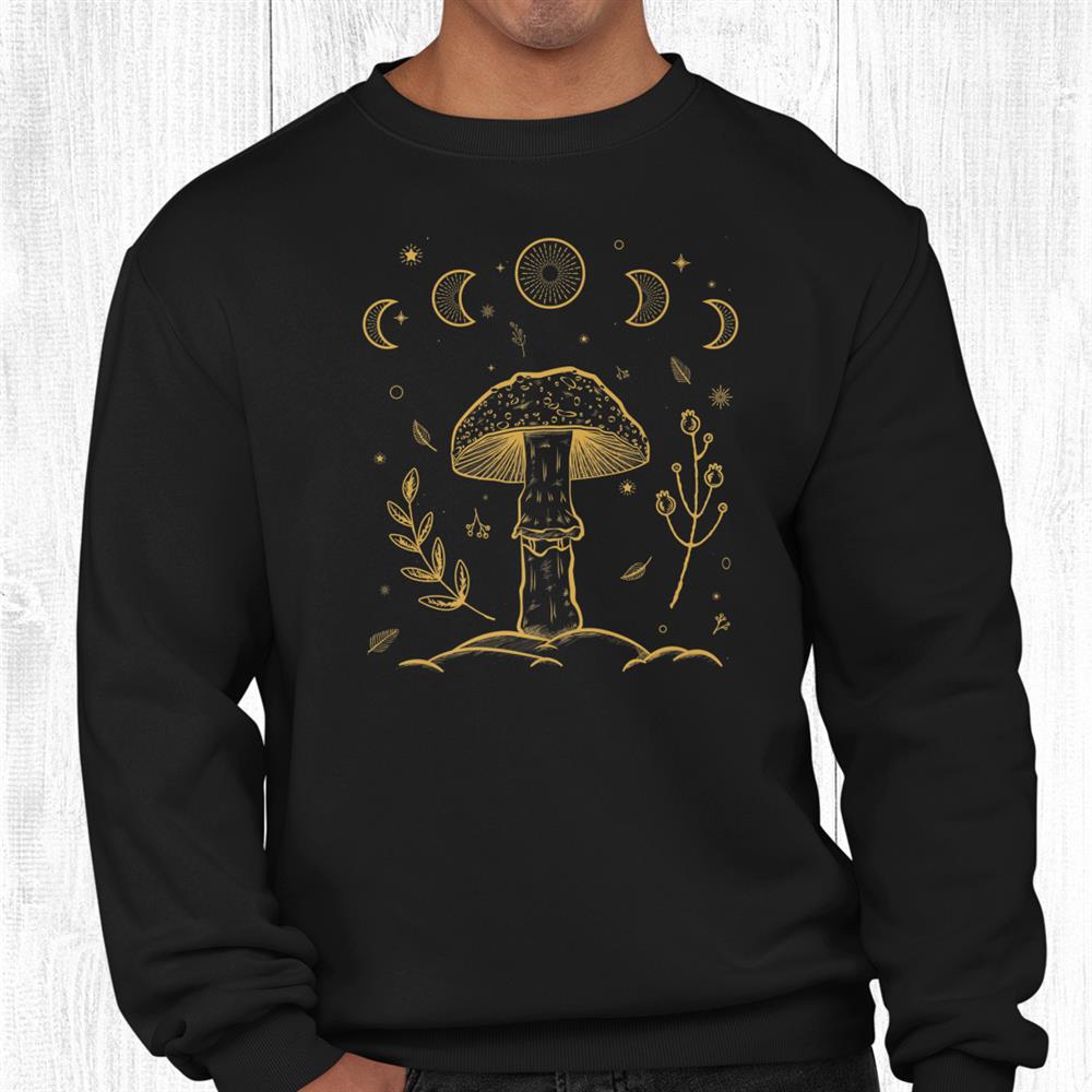 Goblincore Aesthetic Dark Academia Cottagecore Mushroom Moon Shirt