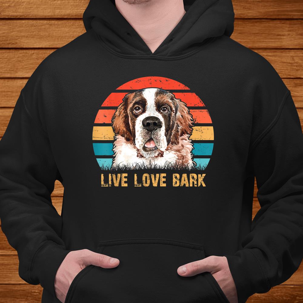Live Love Bark Retro Vintage Saint Bernard Funny Dog Lover Shirt
