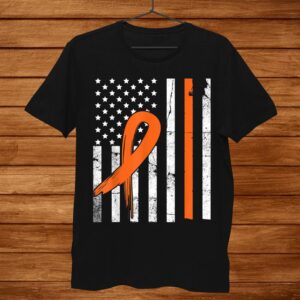 Ms Multiple Sclerosis Awareness Orange Ribbon Us Flag Shirt