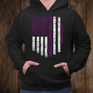 No One Fights Alone Usa Flag Epilepsy Awareness Shirt