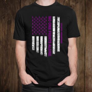 No One Fights Alone Usa Flag Epilepsy Awareness Shirt