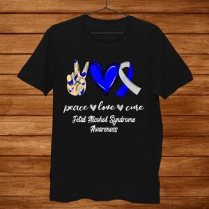 Peace Love Cure Grayand & Blue Ribbon Fas Awareness Shirt