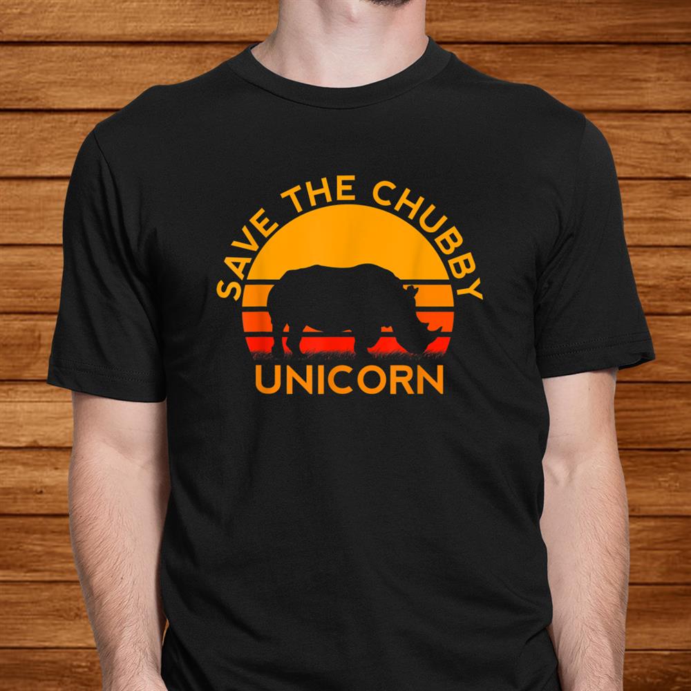 Save The Chubby Unicorn Rhino Retro Colors Shirt