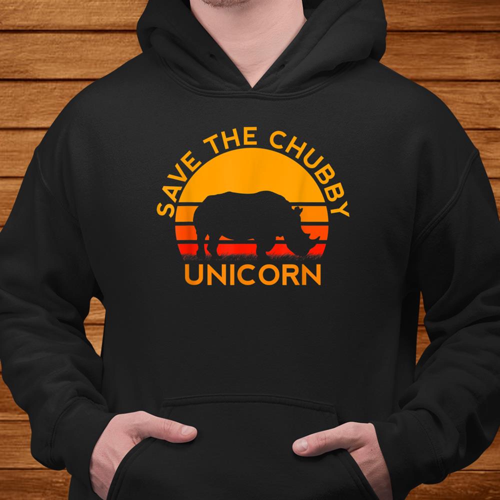 Save The Chubby Unicorn Rhino Retro Colors Shirt
