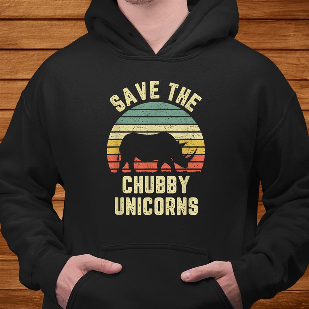 Save The Chubby Unicorn Tshirt Funny Vintage Shirt Rhino Men