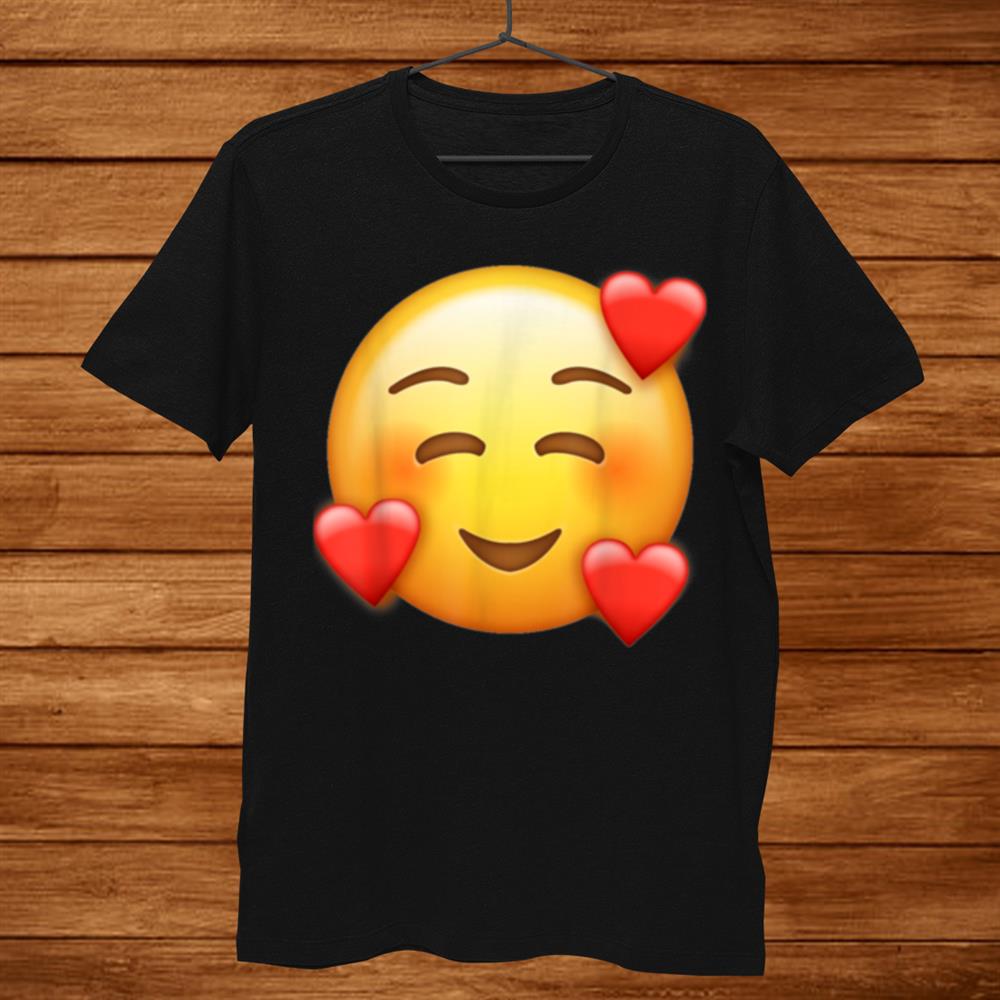 Valentines Day Emojis Smiling Face With Hearts In Love Shirt TeeUni
