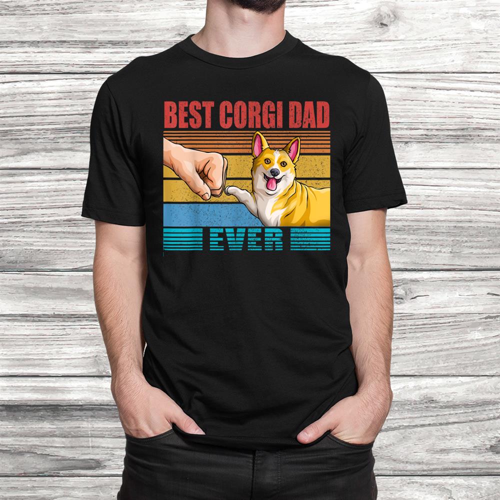 Vintage Best Corgi Dad Ever Shirt Retro Dog Fist Bump Shirt