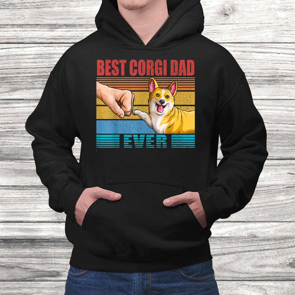 Vintage Best Corgi Dad Ever Shirt Retro Dog Fist Bump Shirt
