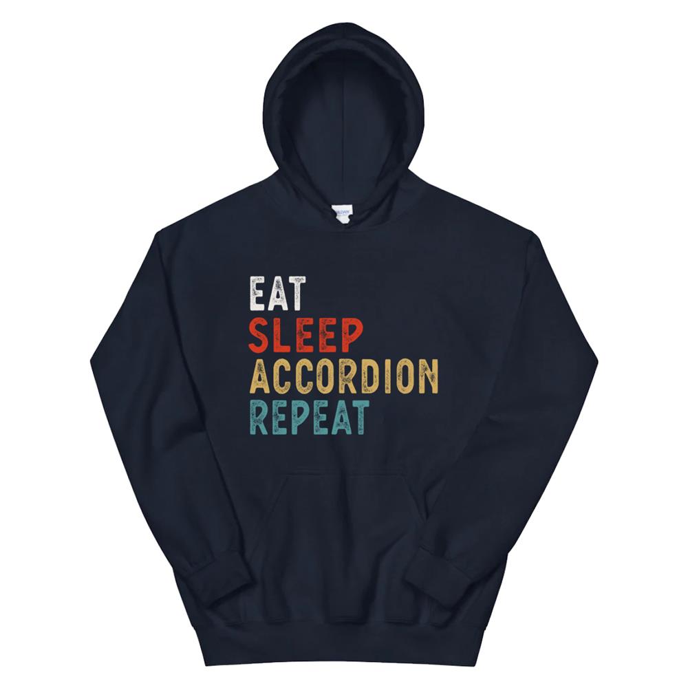 Vintage Eat Sleep Accordion Repeat Funny Accordion Player Mu Hoodie - Image 2