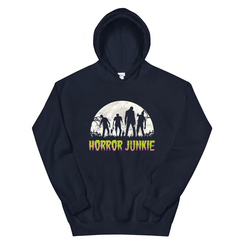 Vintage Horror Junkie Retro 80s Horror Zombie Movie Hoodie - Image 2