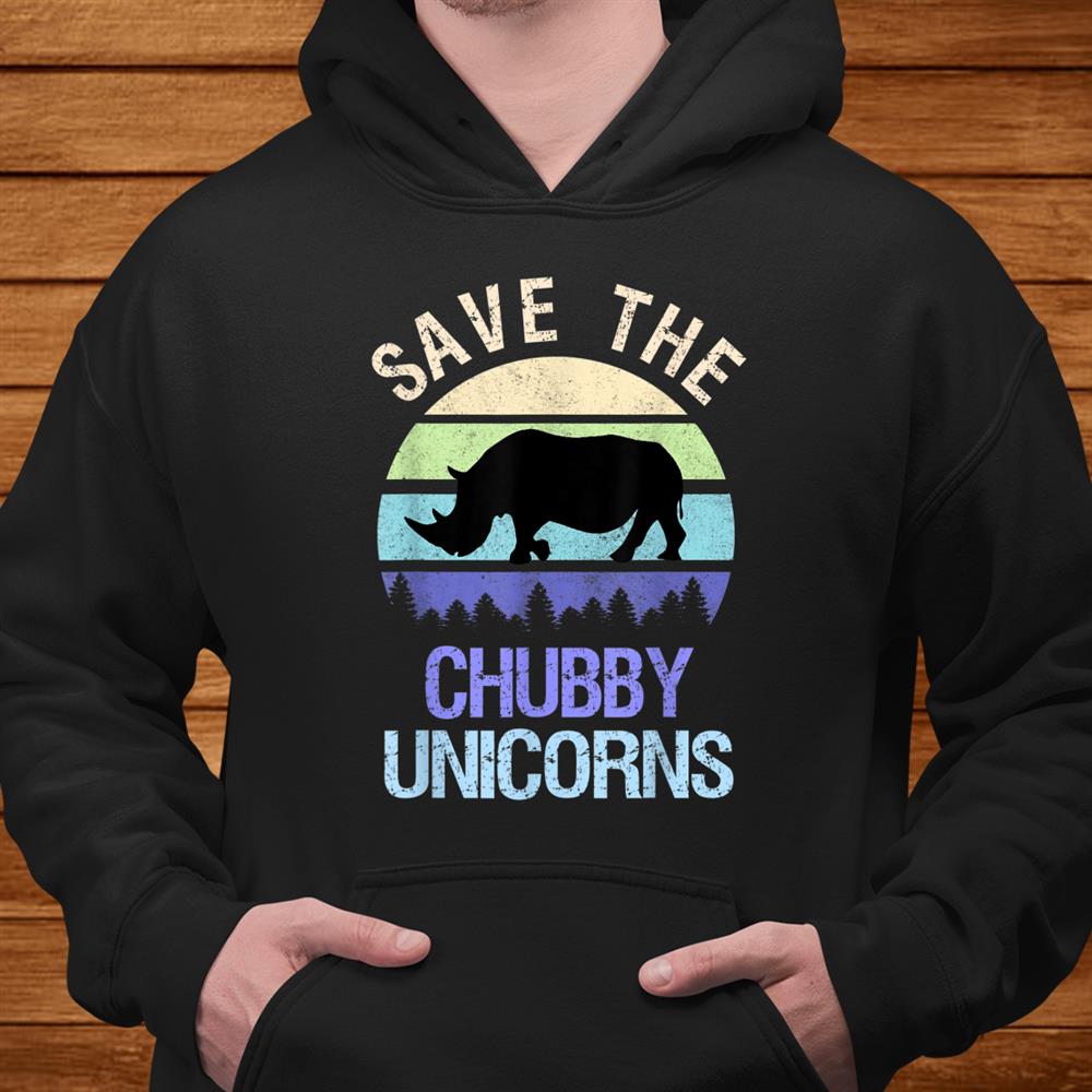 Vintage Sunset Save The Chubby Unicorns Fat Rhino Shirt