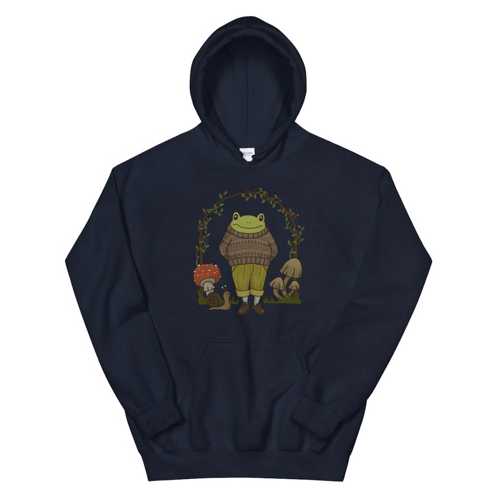 Goblincore Aesthetic Frog Mushroom Cottagecore Dark Academia Hoodie - Image 2