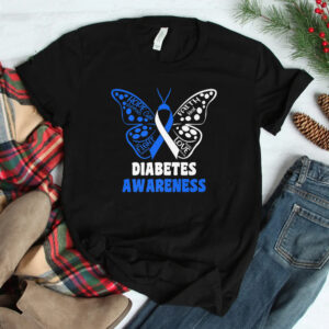 Diabetes Awareness T1d Butterfly Blue Ribbon Support Squad Shirt