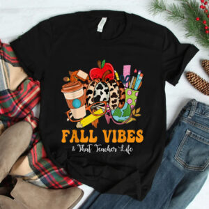 Fall Vibes That Teacher Life Leopard Pumpkin Fall Season Shirt