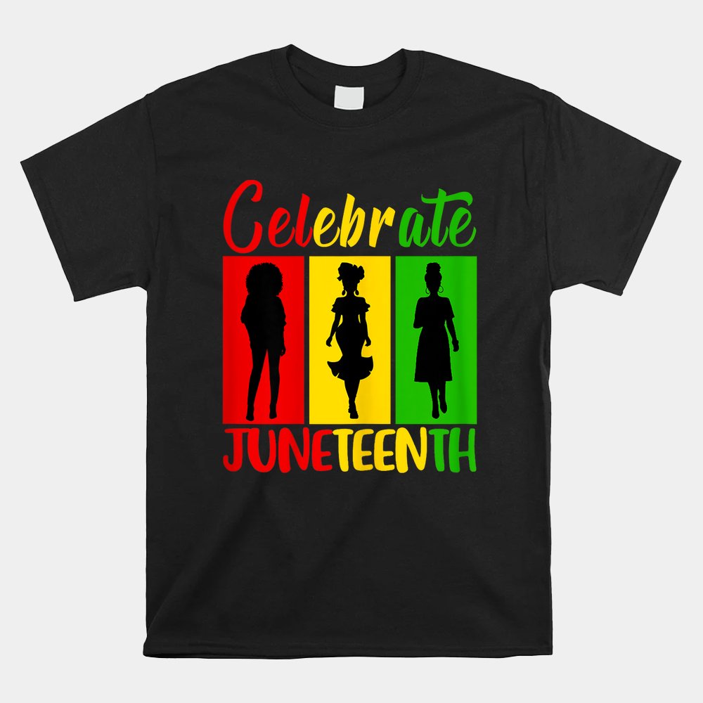 Celebrate Juneteenth African Colors Womens Black History Shirt