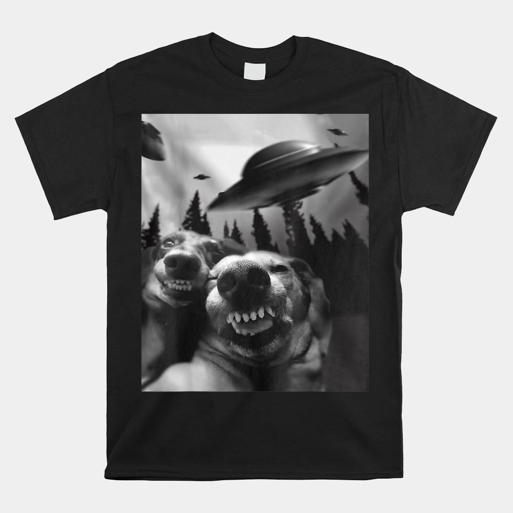 Funny Dogs Selfie With Ufos Shirt