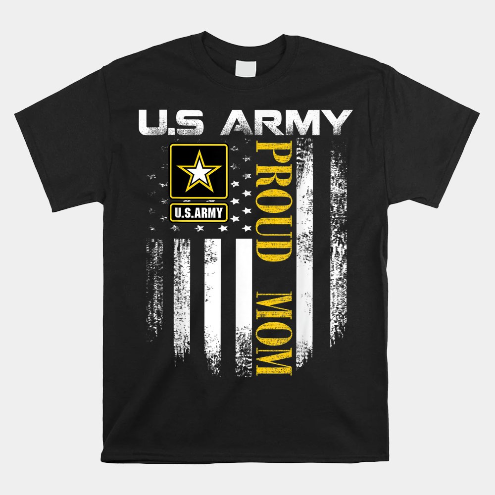 U.s. Army Proud Mom With American Flag Shirt
