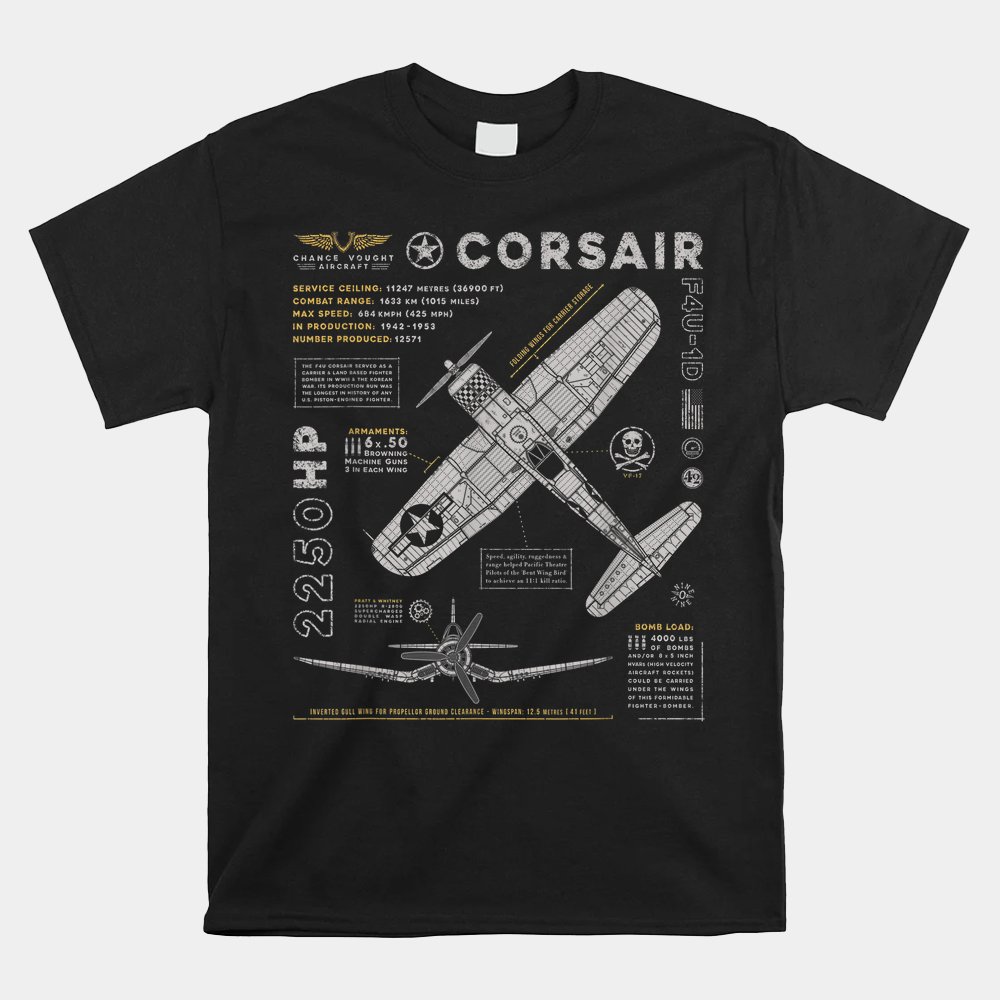 F4u Corsair Ww2 Fighter Plane Us Wwii Warbird Shirt
