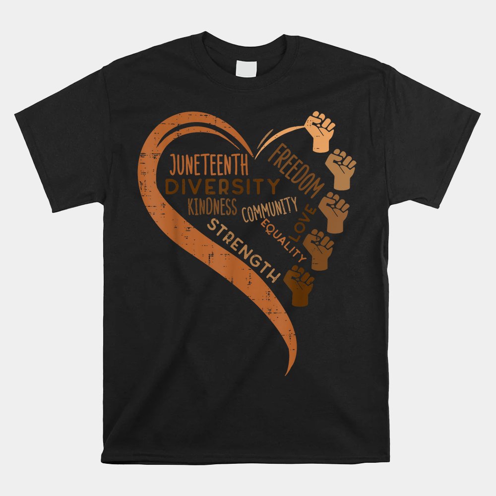 Juneteenth Heart Fists Black History Melanin Shirt